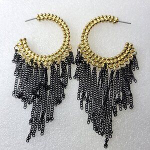 Black and Gold Tassel Earrings
